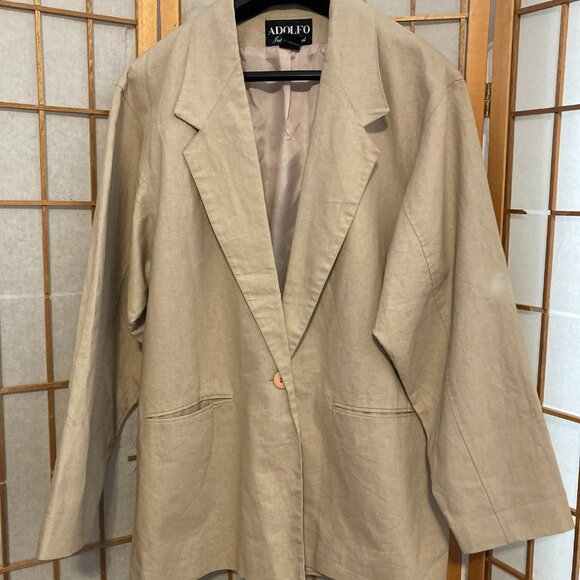 Adolfo International jacket. Medium, runs large. Tan. May be worn by women or me - Picture 2 of 8